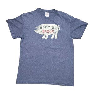 Body By Bacon Humor Blue T-Shirt Men's Size Medium